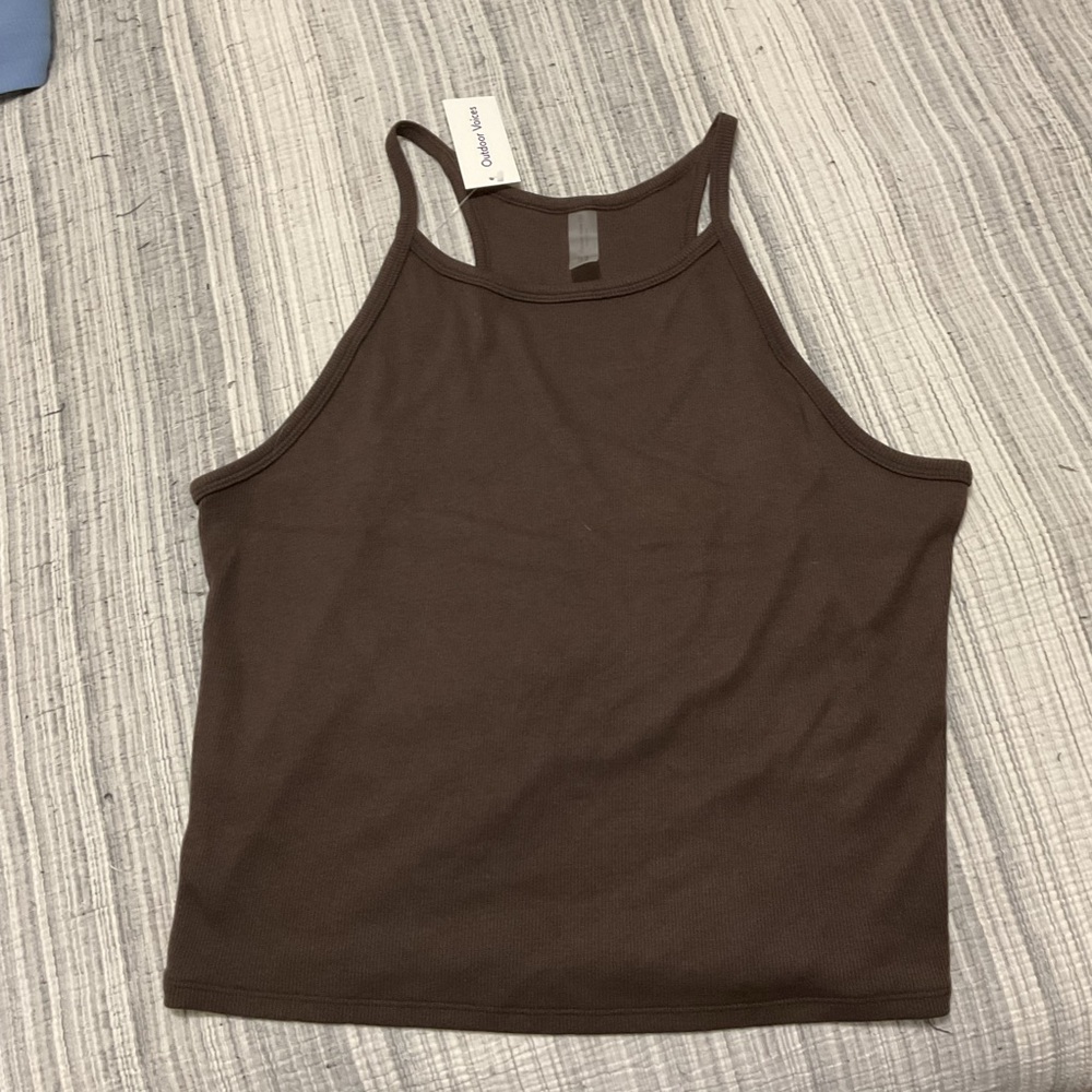 NWT Outdoor Voices Comfort Terry Rib Cropped Tank Top - Brown Size XXL